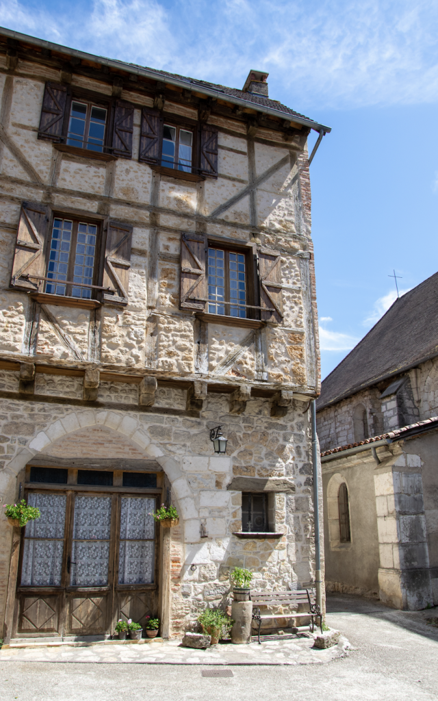 Façade à colombages à Cajarc