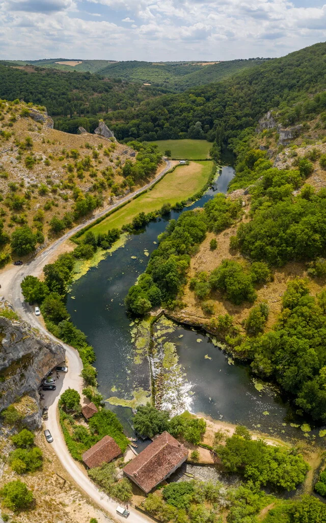 Vue aérienne du moulin de Cougnaguet