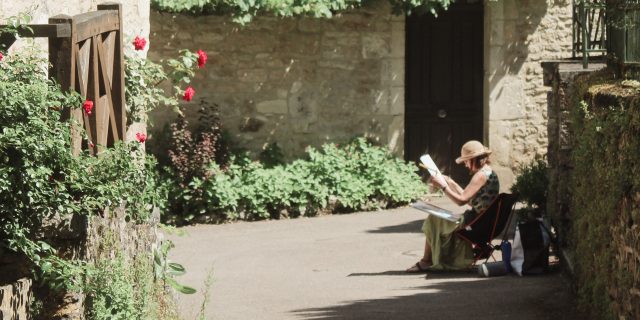 Peintre dans les rues de Carennac