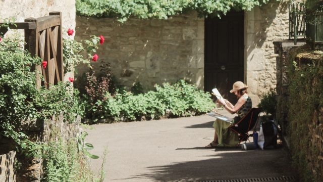 Peintre dans les rues de Carennac