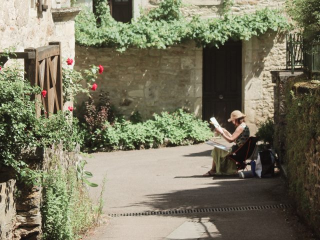 Peintre dans les rues de Carennac