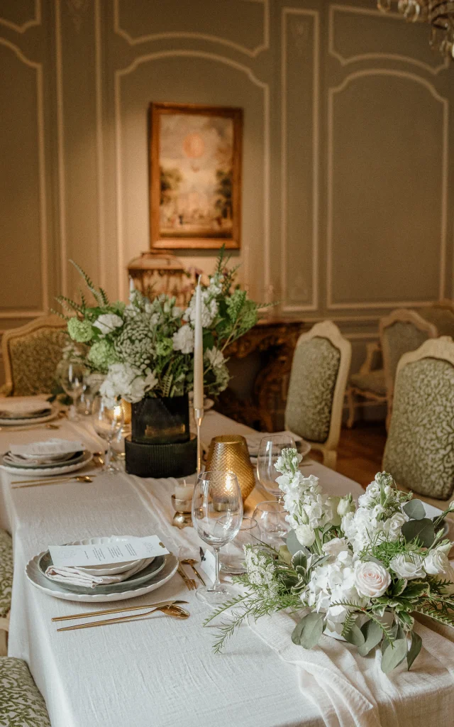 Décoration de table au Château de la Treyne