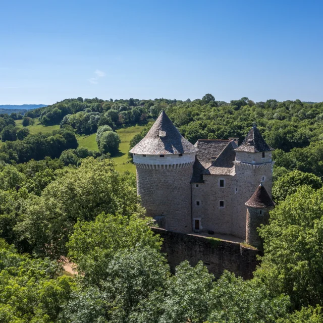 Vue aérienne du Château de Saignes